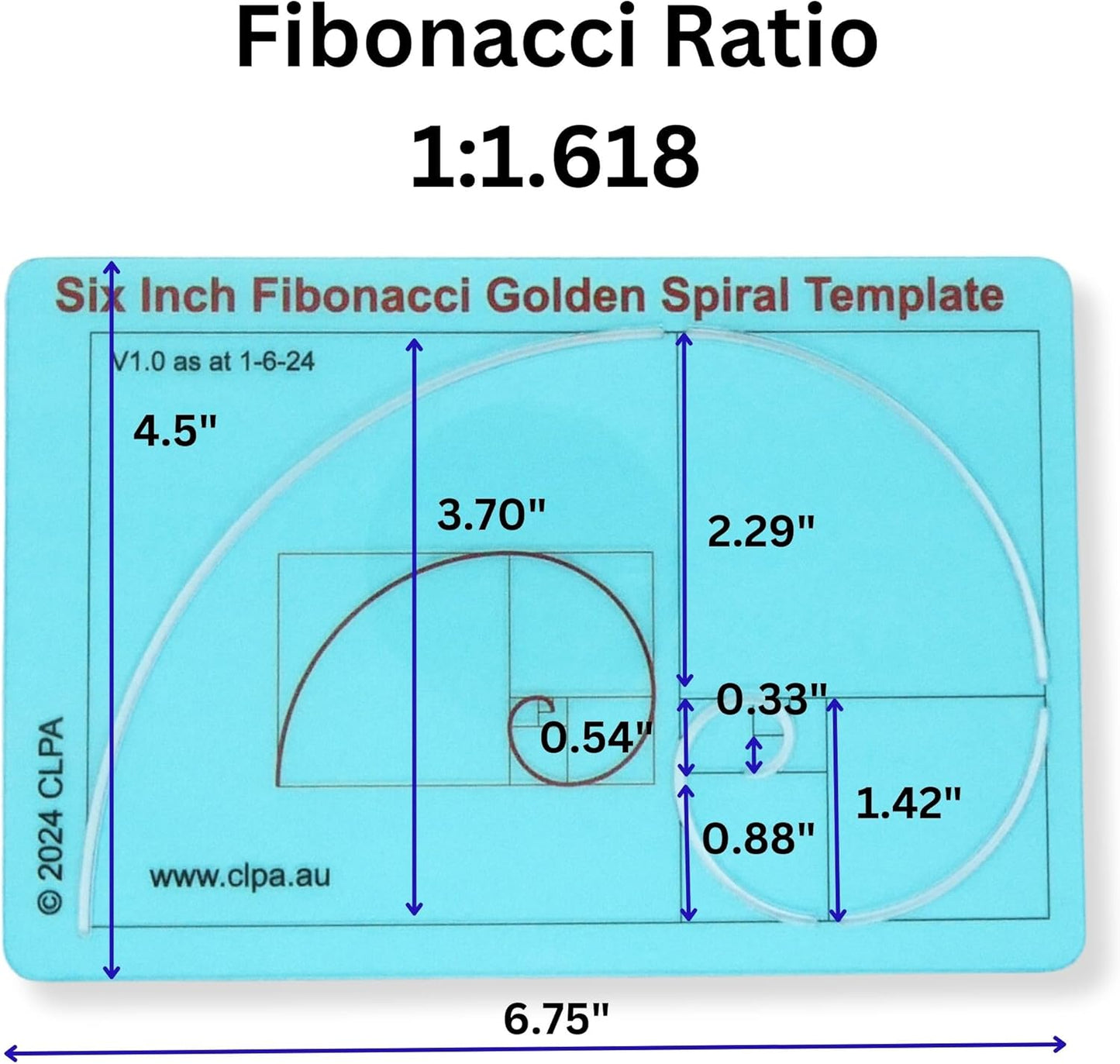 Fibonacci Spiral Stencil Template for Drawing and Drafting: A Fibonacci Spiral Drawing Tool for Artists Allows The Simple Application of The Golden or Divine Ratio for Artistic Design