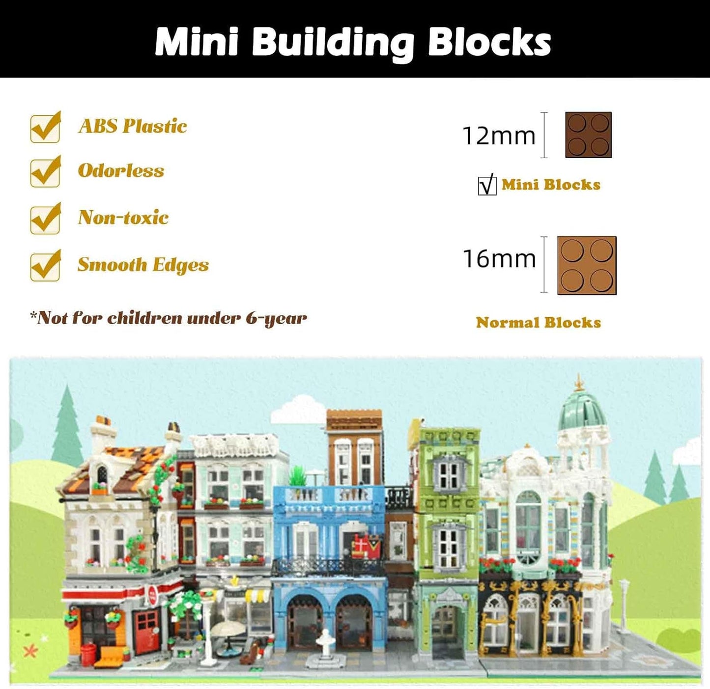 ZenithFlow Street View Building Blocks Kit, Gem Store Mini Blocks Construction Toys European Architecture Model House Store Building Set, Idea Gifts Home Decoration Collection for Adults 3115 PCS