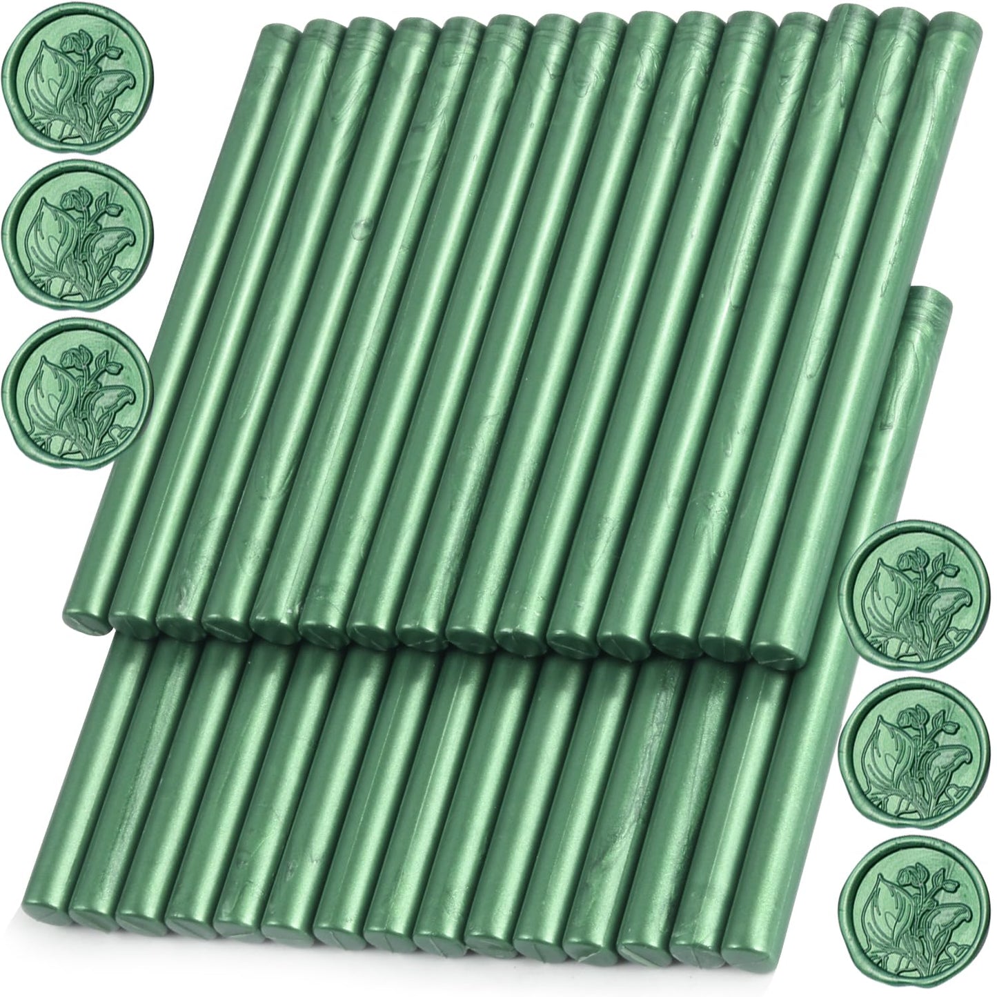 Pine Green Wax Seal Sticks, 30pcs Sealing Wax Sticks, HOSEALING Glue Gun Wax Seal Sticks for Wax Seal Stamp, Premium Sealing Wax for Wedding Invitations, Letter, Envelope (Mini Size)