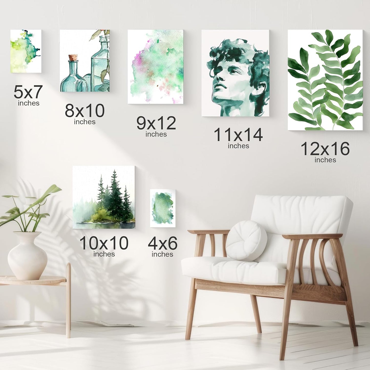 PHOENIX Watercolor Canvas Boards for Painting - 10x10 Inch/6 Pack, 100% Cotton Water Color Square Canvas Panels, 8 Oz. / 260g White Blank Medium Texture Flat Canvases for Water Based Paints