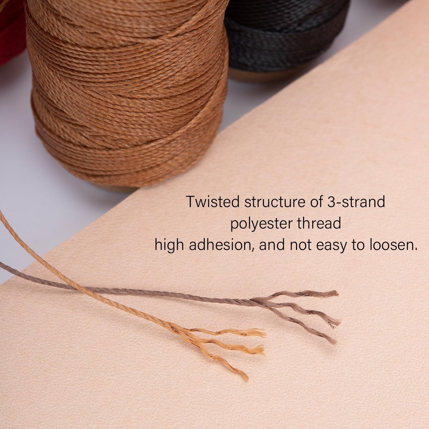 WUTA Leather Waxed Thread Round Polyester Sewing Threads Leather Craft Hand Stitching Line DIY Bracelet Thread Repair Work Cord with 12 Pcs Needles and Storage Bag (0.65mm)