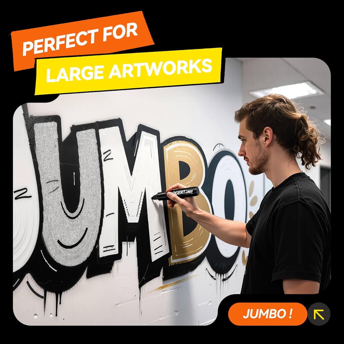 3Pcs White Jumbo Poster Markers, 15MM Thick Permanent Acrylic Graffiti Markers, Wide Tip Paint Marker for Canvas, Posters Board, Fabric, Window, Glass, Wood, Teachers,Banner painting supplies