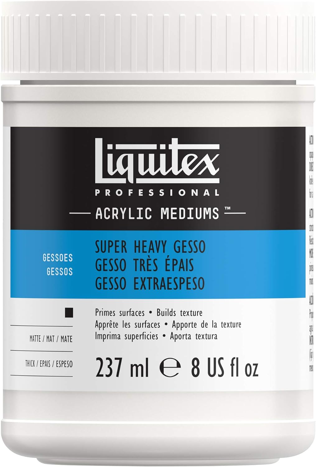 Liquitex Professional Gesso Surface Prep Medium, 237ml (8.0 oz), Super Heavy