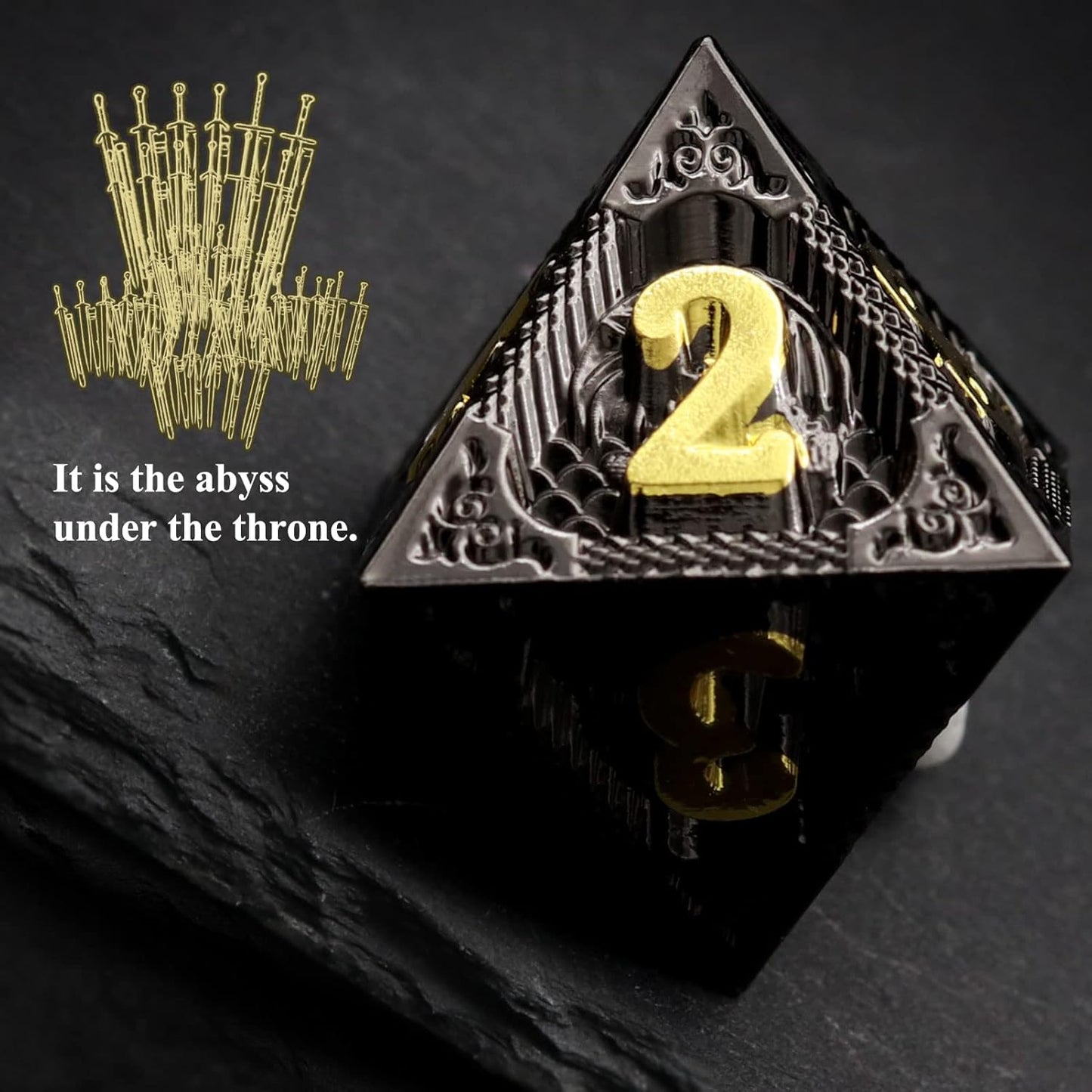 Haxtec Metal DND Dice Set Black Gold Metal D&D Dice with Fire-Breathing Dragon Elements & Leather Dice Bag Polyhedral Dice Compatible with Dungeons and Dragons TTRPG Gifts