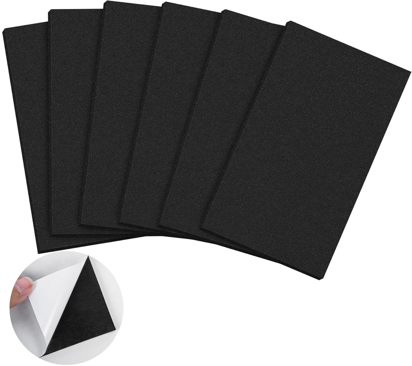 ToLanbbt 6 PCS Adhesive Foam Padding Sheets Closed Cell Neoprene Foam Sheet 1/8" Thick, 12" x 8" Self Stick Insulation Anti Vibration Pads Anti-Slip for Furniture, Cars, Speakers, DIY