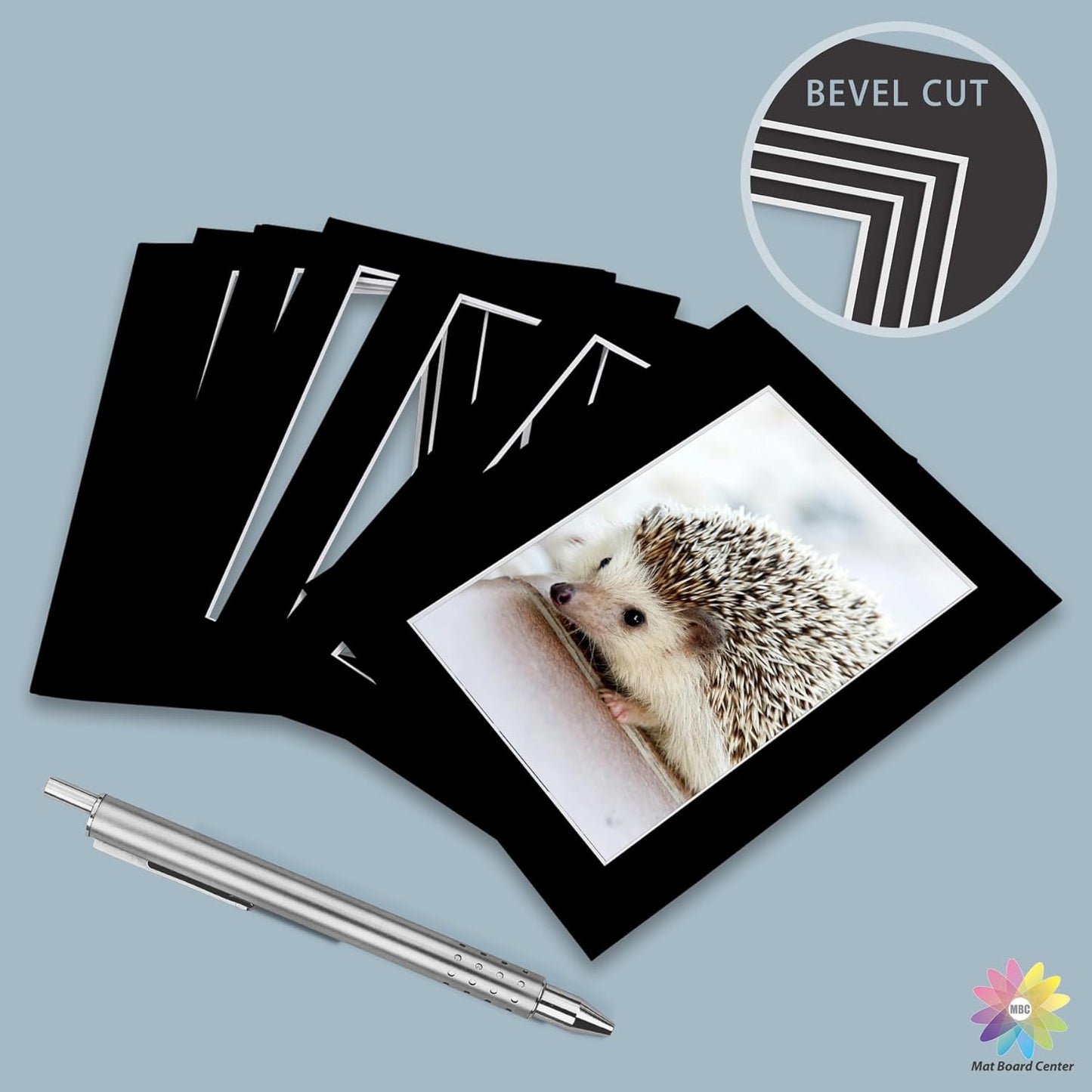 Mat Board Center, Pack of 25, 5x7 for 4x6 Black Mats - Acid Free, 4-ply Thickness, White Core - for Pictures, Photos, Framing