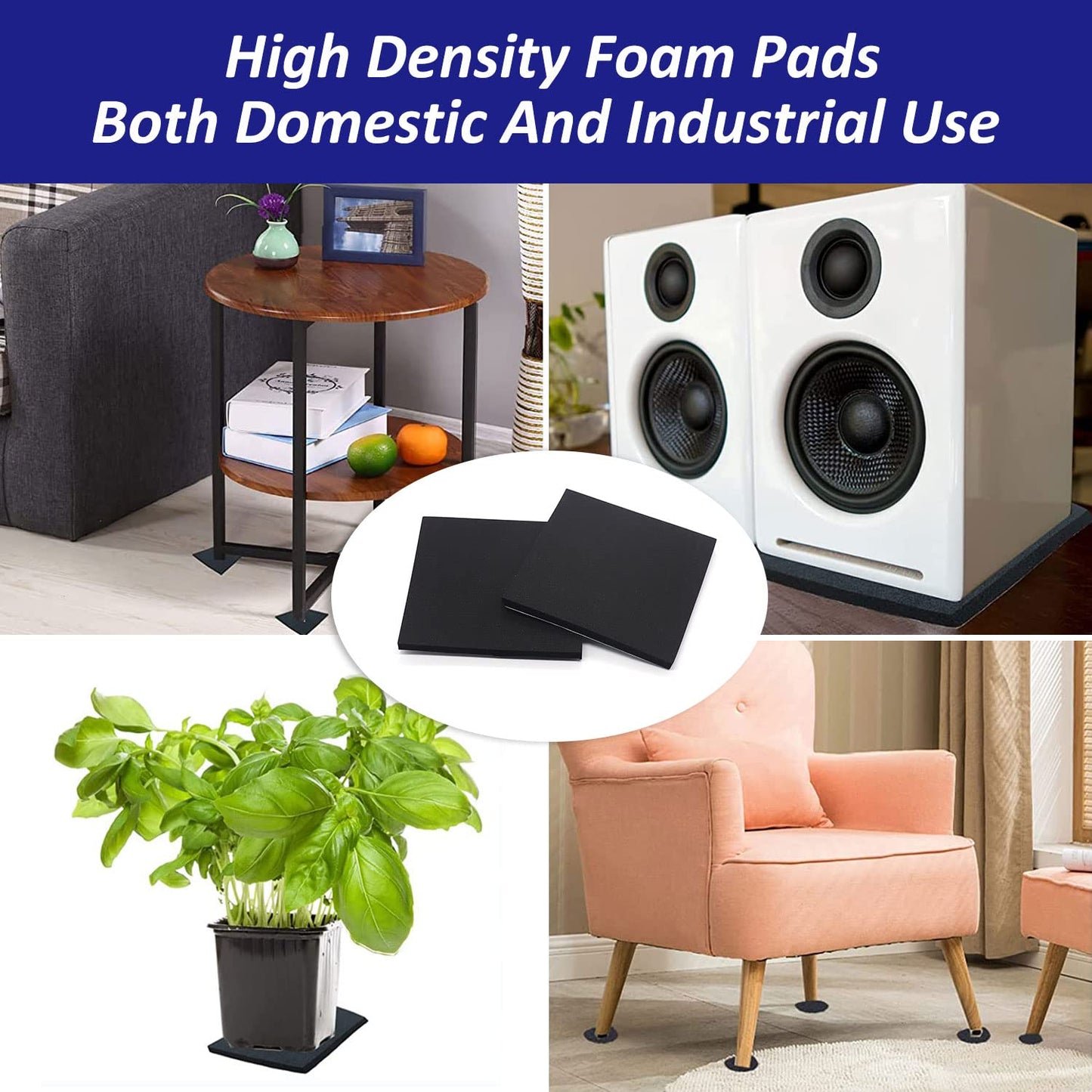 Foam Padding Sheets with Adhesive Backing - 1/4" Thick Self Stick Neoprene Insulation Foam,1/4 Inch Thick X 4 Inch Long X 4 Inch Wide (8, 1/4Inch x 4Inch x 4Inch)