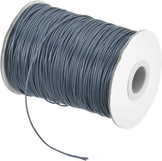MECCANIXITY Waxed Cord 1mm Waxed Polyester Cord 175 Yard Wax String for Bracelet Making,Necklaces, Beading,Jewelry Making and DIY Crafts(Dark Grey)