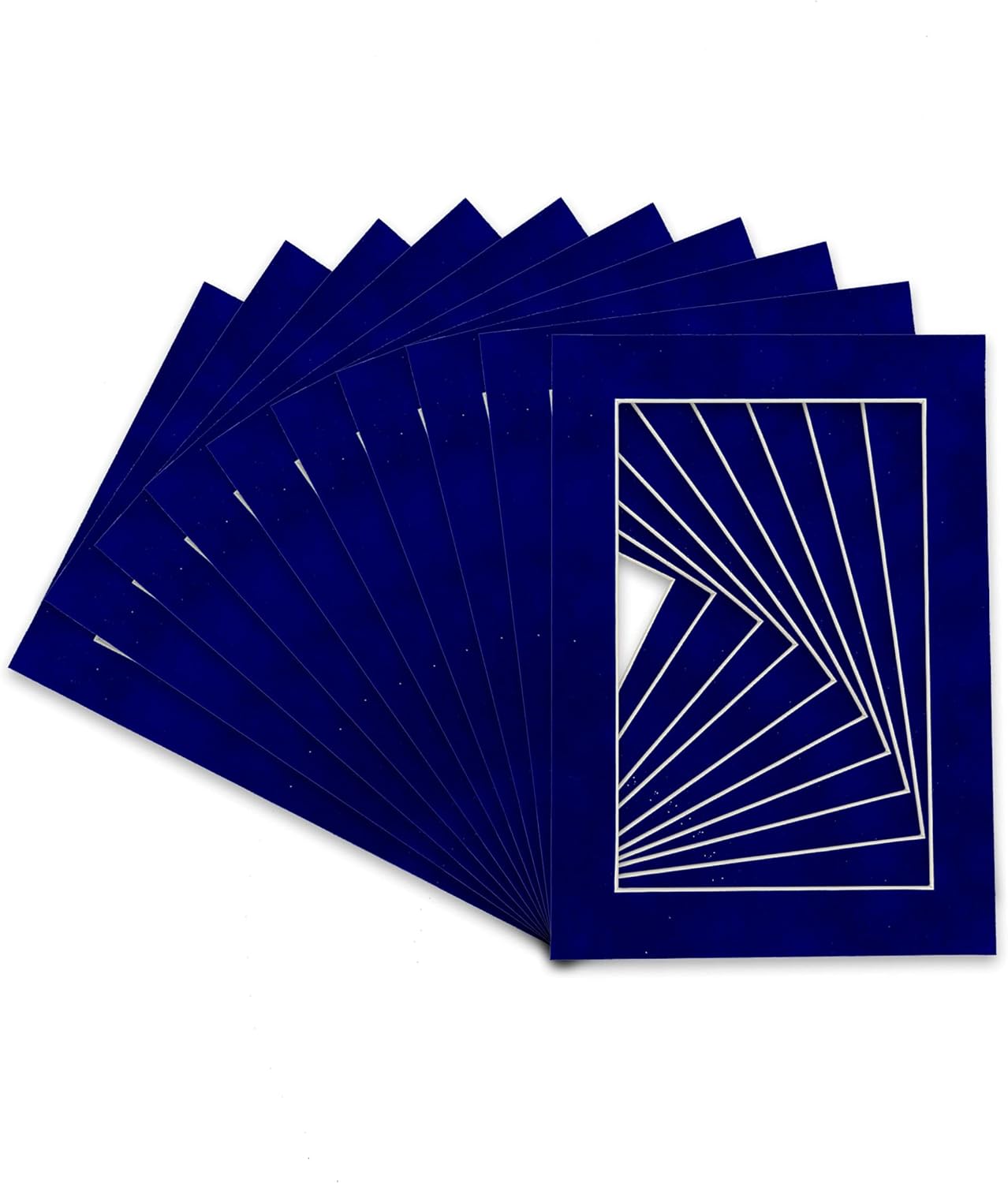 Pack of 25 Acid Free 8x10 Mats Bevel Cut for 6x8 Photos - Royal Blue Suede Precut Matboards With Backing Boards and Clear Photo Mat Bags For Pictures, Photos, Framing - 4-ply Thickness