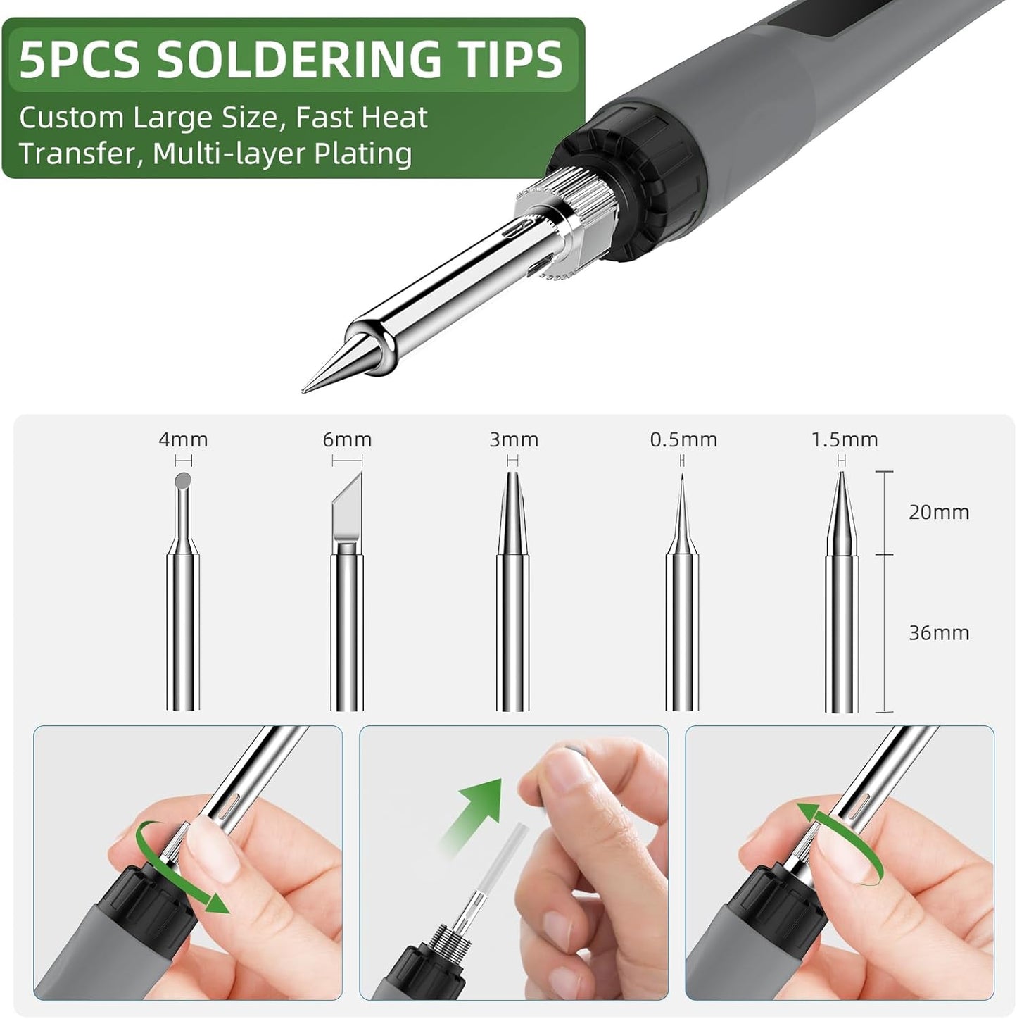 Soldering Iron Kit, 190W Soldering Gun, 110V LED Solder Kit for Electronics, Adjustable Temperature 356-932℉, Includes Solder Wire, Sucker, Tips, Stand, Tweezers, Paste and Solid Wood Box, Grey