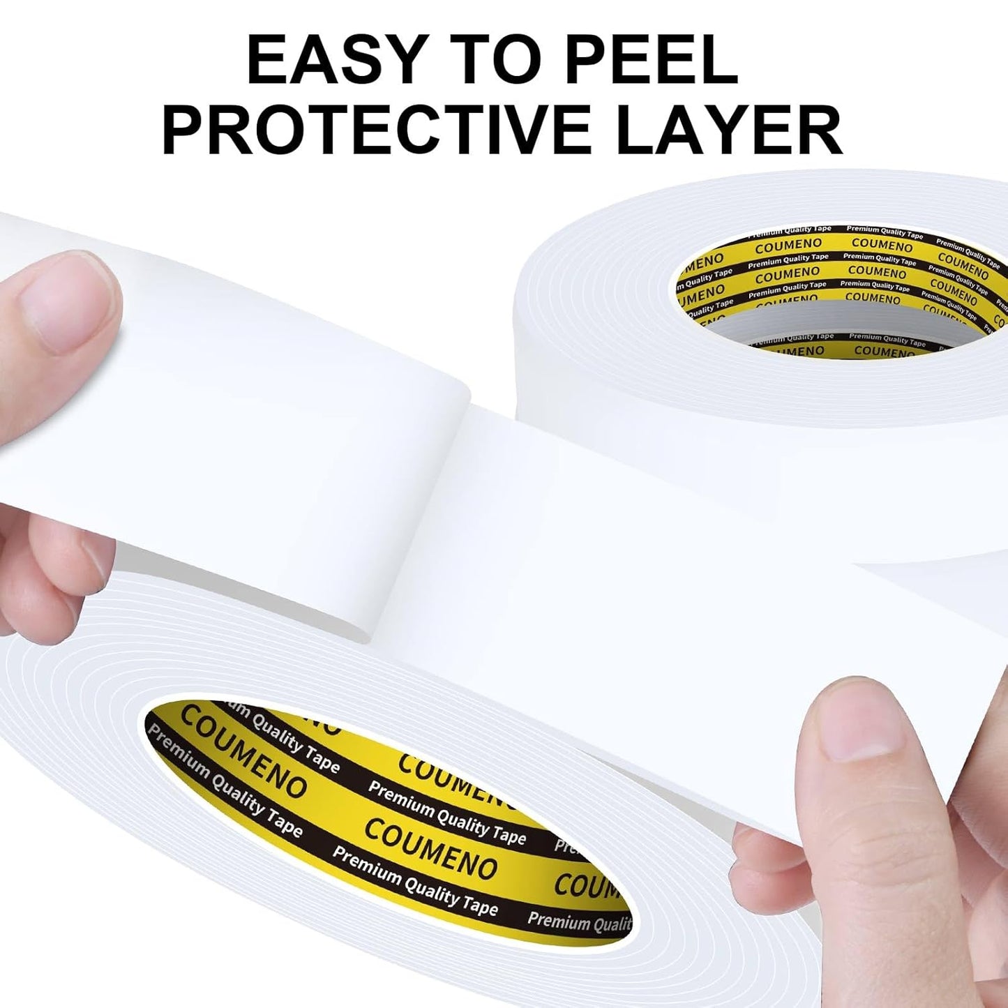 2Pack 2inX16.4FT Double Sided Foam Strip, EVA Foam Tape, Double Sided Sponge Adhesive Mounting Tape for Home Office Decor White