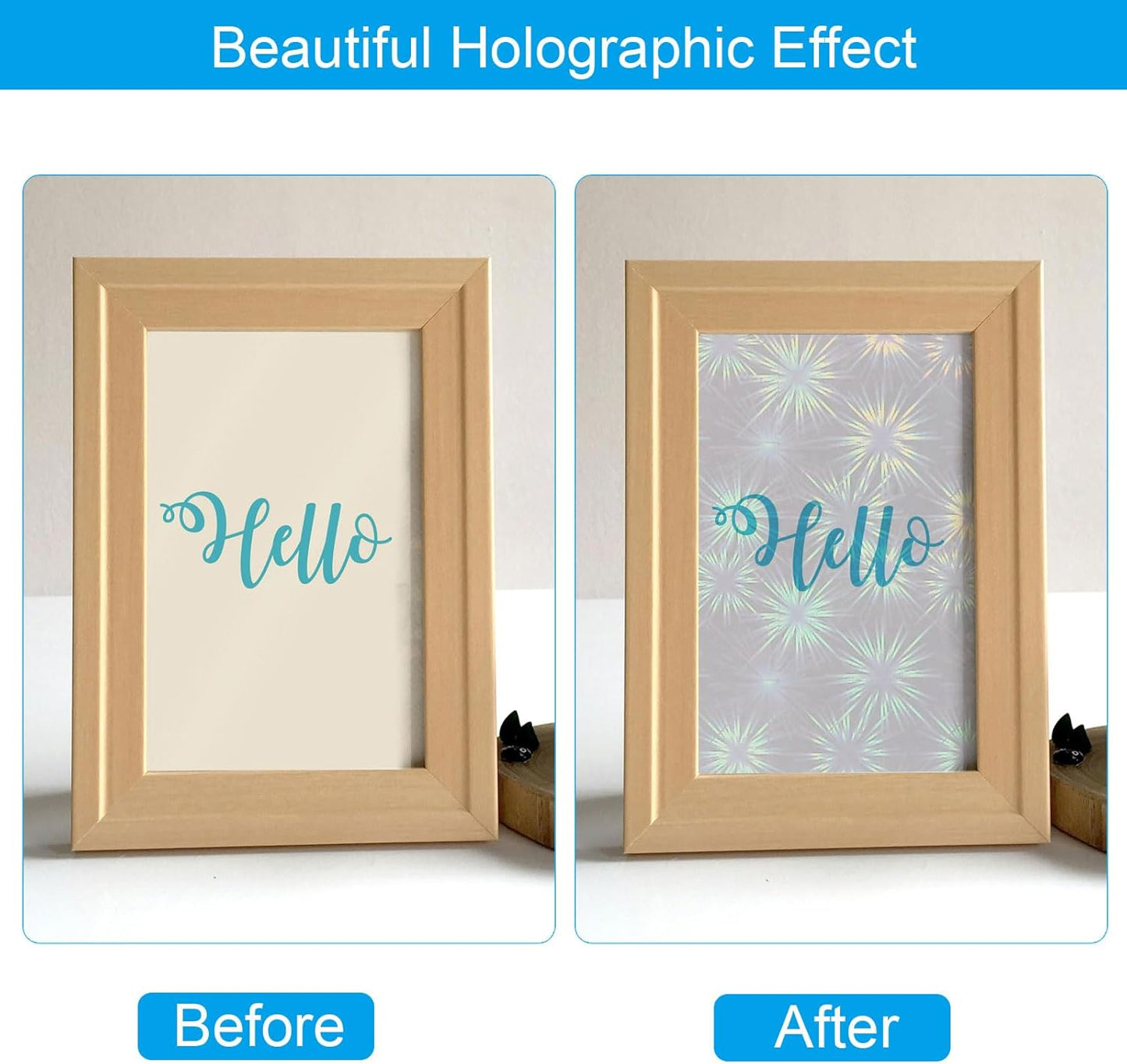 PATIKIL 8.3x5.8" Holographic Sticker Paper, 20Sheets A5 Polypropylene Self-Adhesive Transparent Waterproof Laminate Overlay Film for Photo Cards Scrapbook Decorations, Blossom