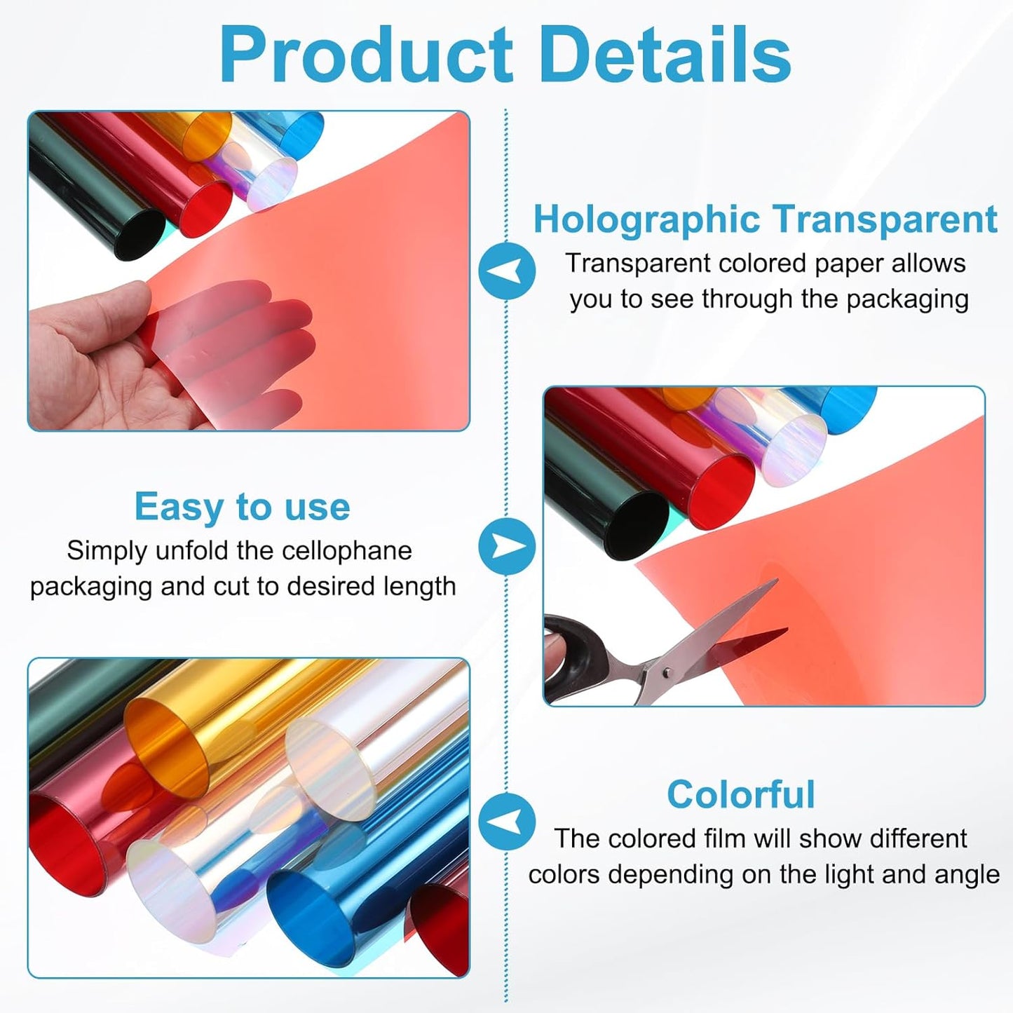 MECCANIXITY Iridescent Window Film,12" x 39" Iridescent Holographic PVC Fabric Dichroic Film Clear Vinyl Paper Roll for DIY Craft Gift Wrapping Bag Decoration,Gold