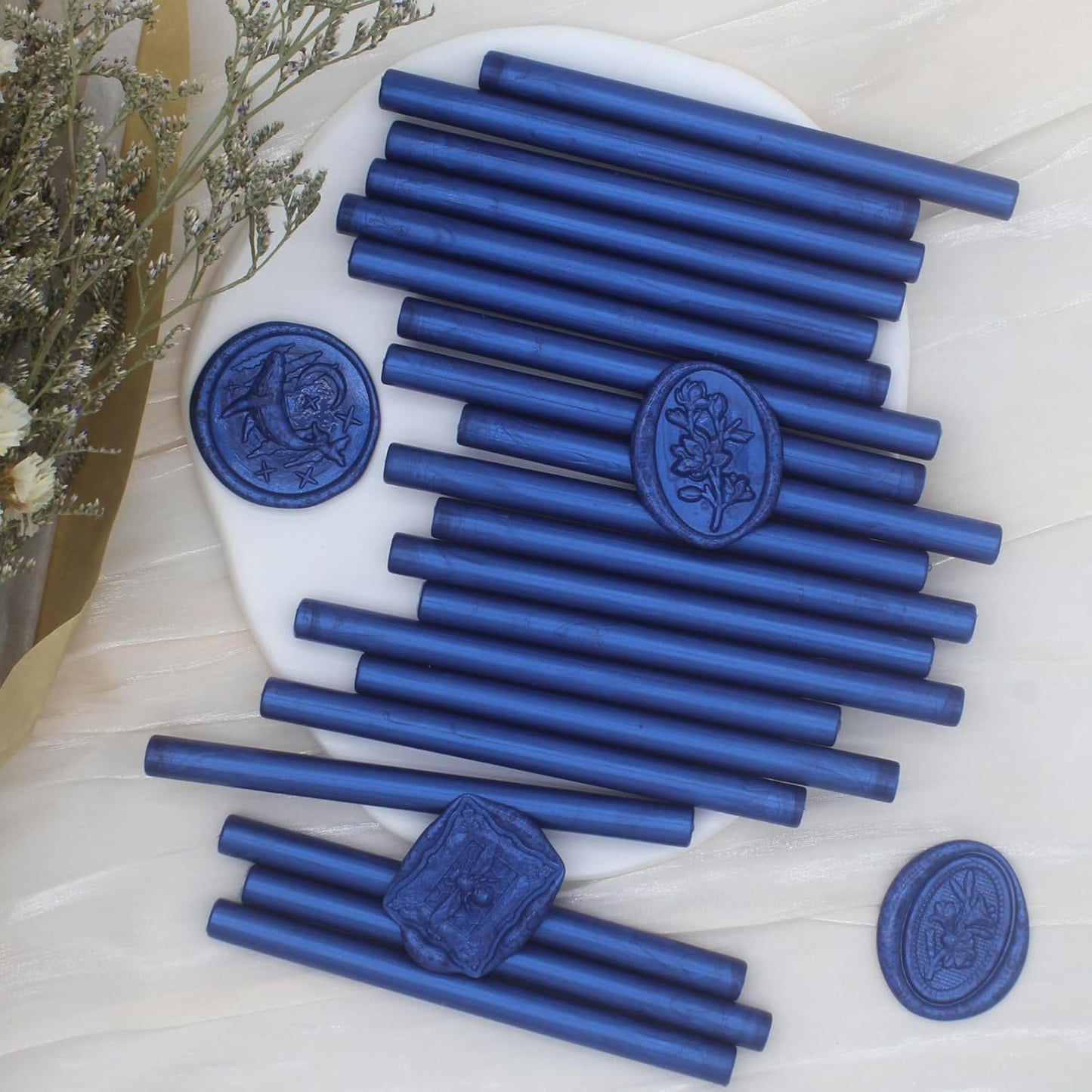 52pcs Navy Blue Wax Sealing Sticks for Wax Seal Stamp - Premium Glue Gun Sticks for Envelope, Letter, Wedding Invitation Craft Adhesive - Great Gift Ideas (Mini Size)