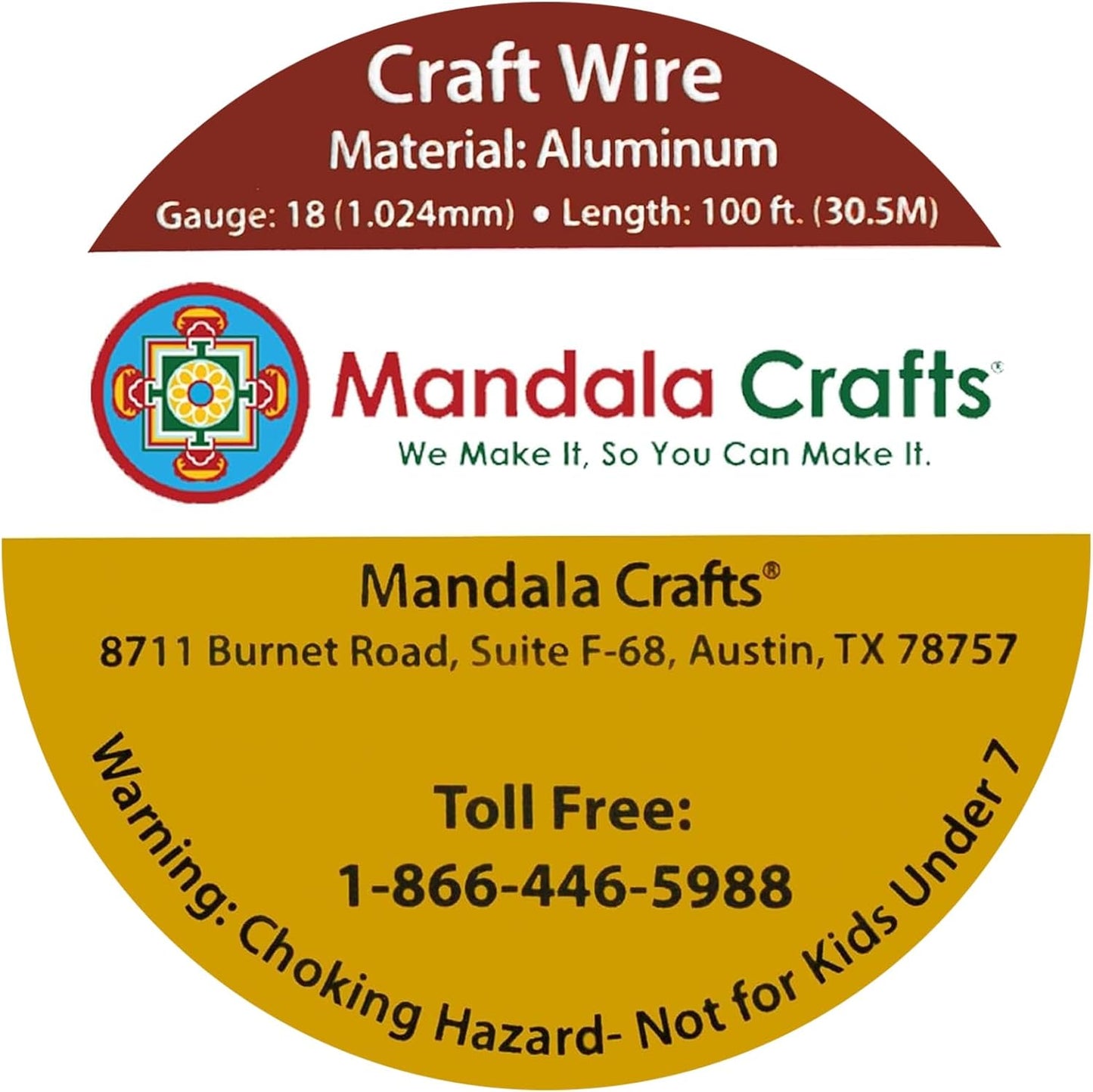 Mandala Crafts 18 Gauge Anodized Aluminum Craft Wire for Jewelry Making - 100 FT Colored Flexible Orange Wire - Bendable for Bonsai Armature Crafting Sculpting