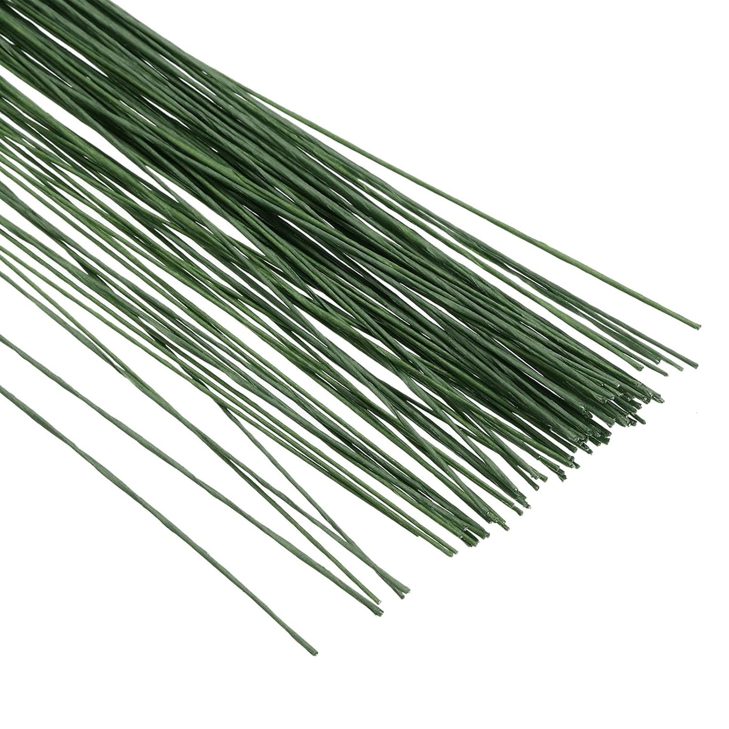PATIKIL 26 Gauge 16" Floral Stem Wire, 100 Pcs Paper Wrapped Iron Artificial Flower Stem Accessories for DIY Bouquet Stem and Craft Decoration, Dark Green