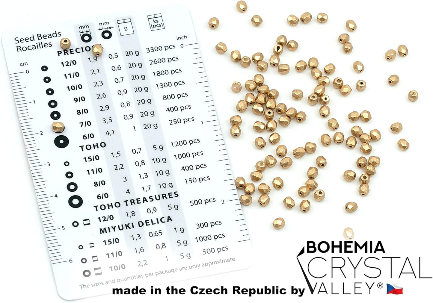 1.8 oz (50g, Approx. 1220 pcs) Mix of Faceted Fire Polished Pressed Czech Glass Beads, Sparkling Shiny Mix BCV