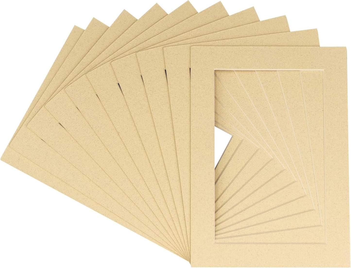 11x14 Mat for 8.5x11 Photo - Precut Tan Picture Matboard for Frames Measuring 11 x 14 Inches - Bevel Cut to Display Art 8.5 x 11 Inches - Acid Free Pack of 10 MATS with Backing Boards & Clear Bags