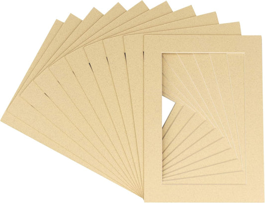 11x14 Mat for 8.5x11 Photo - Precut Tan Picture Matboard for Frames Measuring 11 x 14 Inches - Bevel Cut Matte to Display Art Measuring 8.5 x 11 Inches - Acid Free Pack of TEN MATS