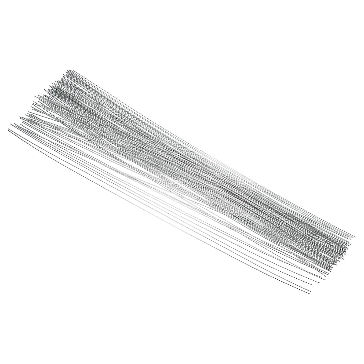 PATIKIL 18 Gauge 16" Floral Stem Wire, 100 Pcs Paper Wrapped Iron Artificial Flower Stem Accessories for DIY Bouquet Stem and Craft Decoration, Silver