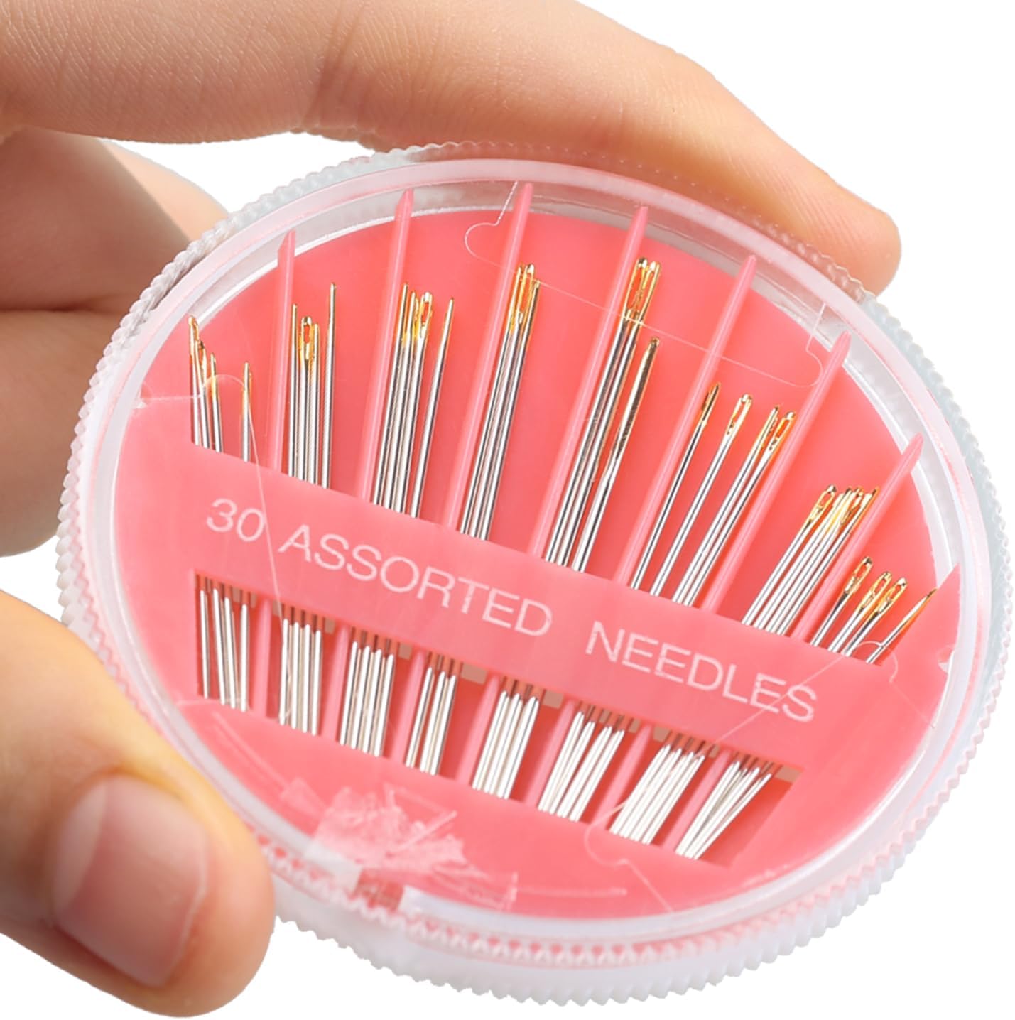 Eketirry 60pcs Premium Hand Sewing Needles，2 Pack 30-Count Assorted Needles for Sewing Repair, 6 Different Sizes Sewing Needles with 2 Threaders (Pink& Black,1)