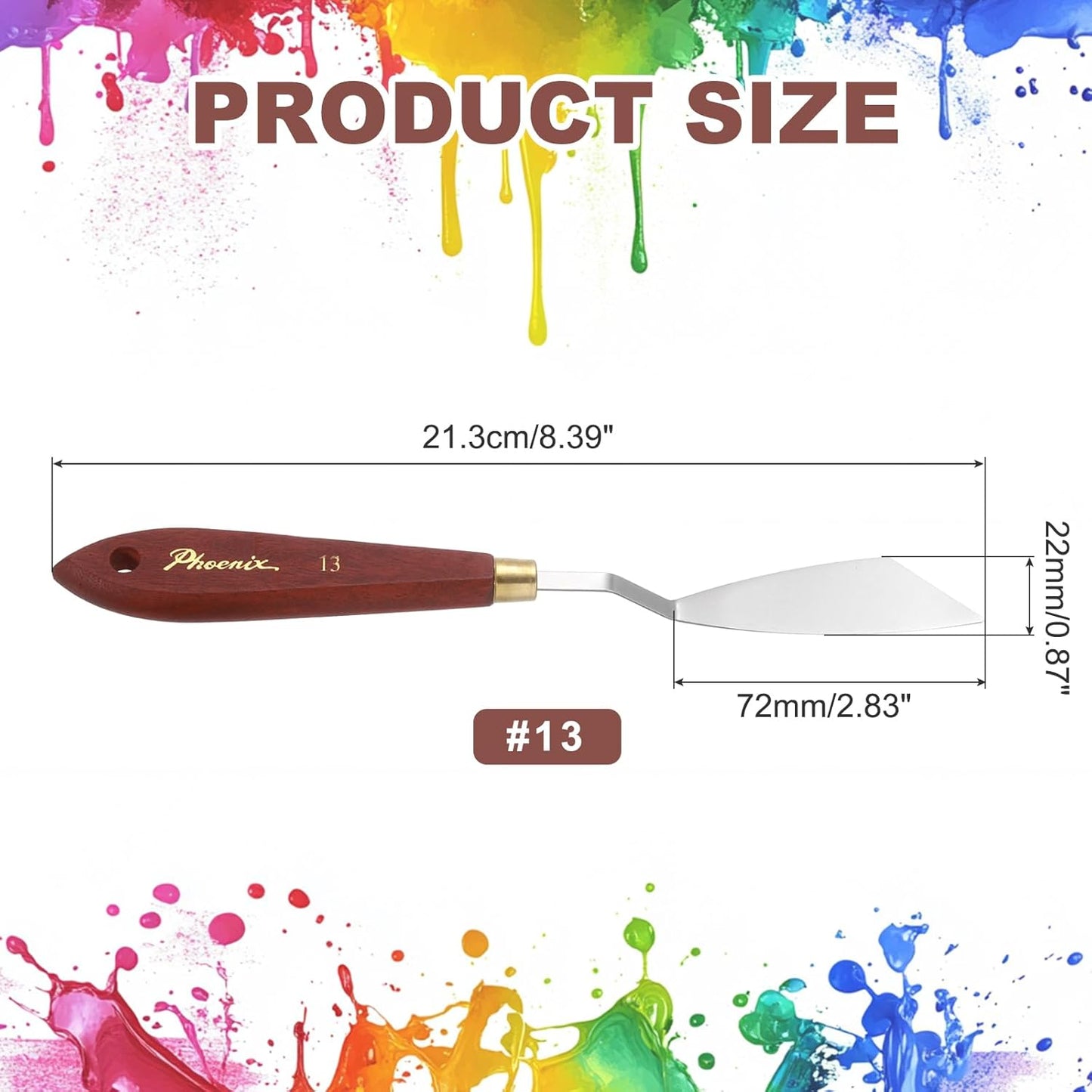 MECCANIXITY Pack of 1 Palette Knife No.13, 8.4" Long Palette Knives with Stainless Steel Flexible Spatula Pallet Knife and Wood Handle for Scraping, Mixing, Oil Acrylic Painting Canvas