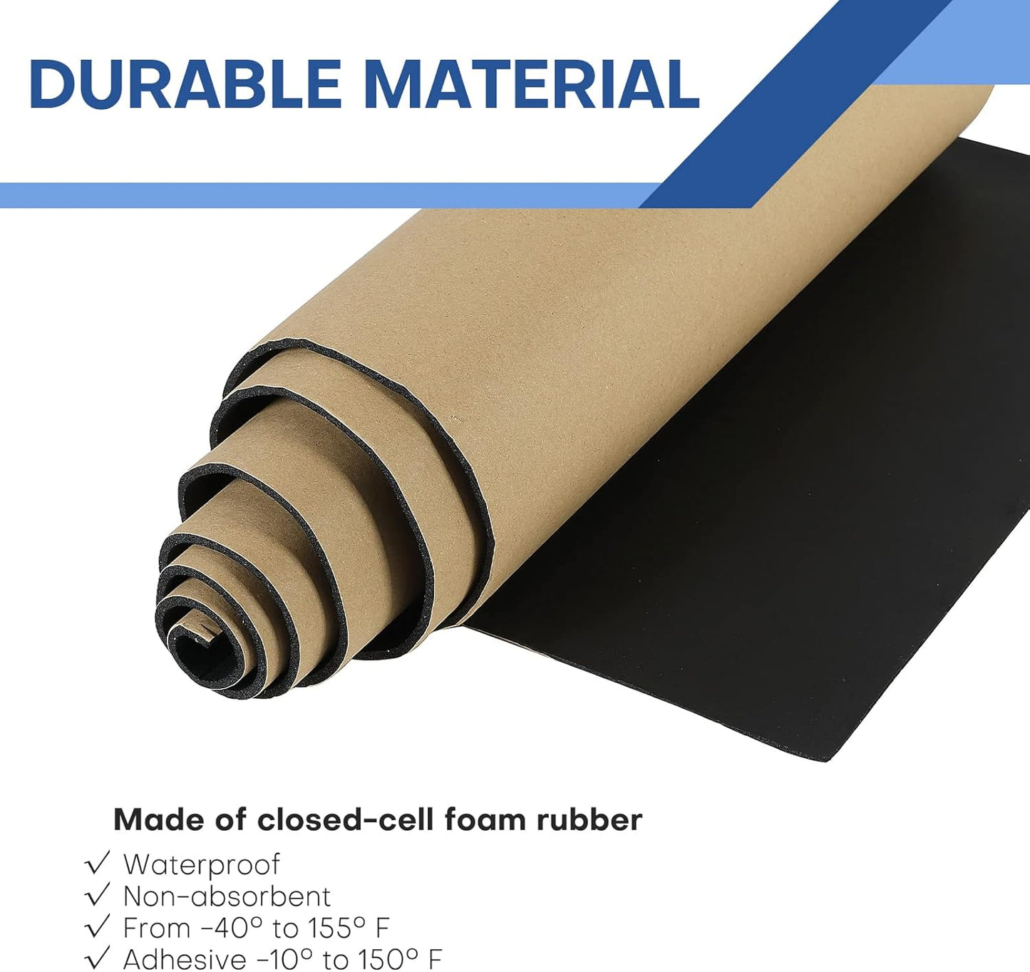MYFULLY Sponge Neoprene Roll with Adhesive, Waterproof Foam Rubber Sheet Cut to Multiple Dimensions and Lengths for Shock Pad, Gaskets, DIY, Crafts (1/8" Thick x12 Wide x 54" Long)
