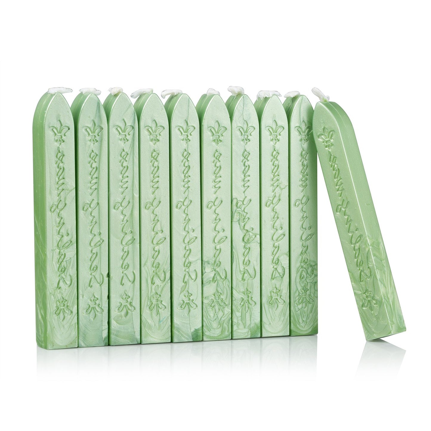 Mceal Sealing Wax Stick with Wick Flower De Luce of France Retro 10 Pieces Pack (Sage Green)