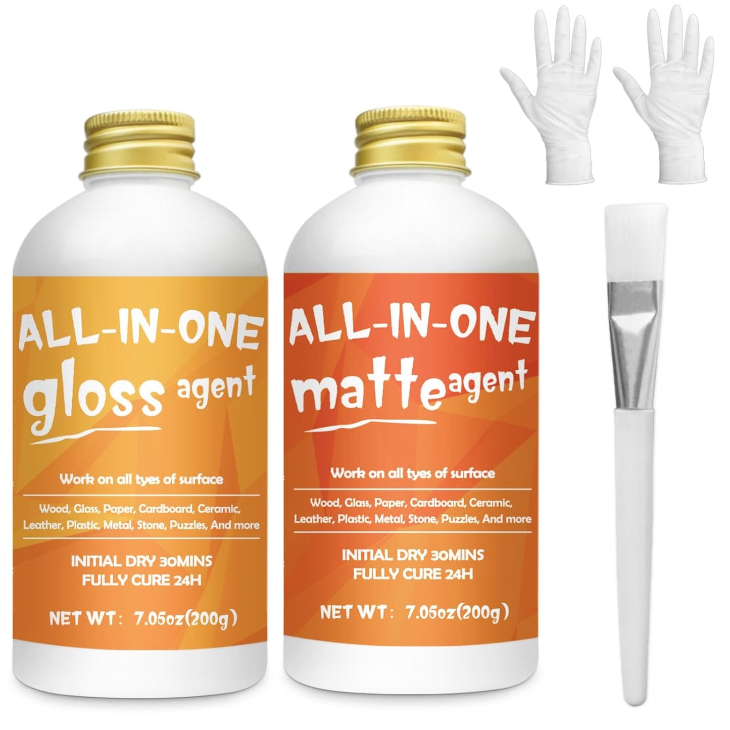 Crafts Sealer Gloss Matte Finish, 200ml+200ml All in One Craft Glue, Varnish, and Finish, All Purpose Art Glue Kit for Wood, Paper, Acrylic Paints, Ceramics, Fabrics, Clay
