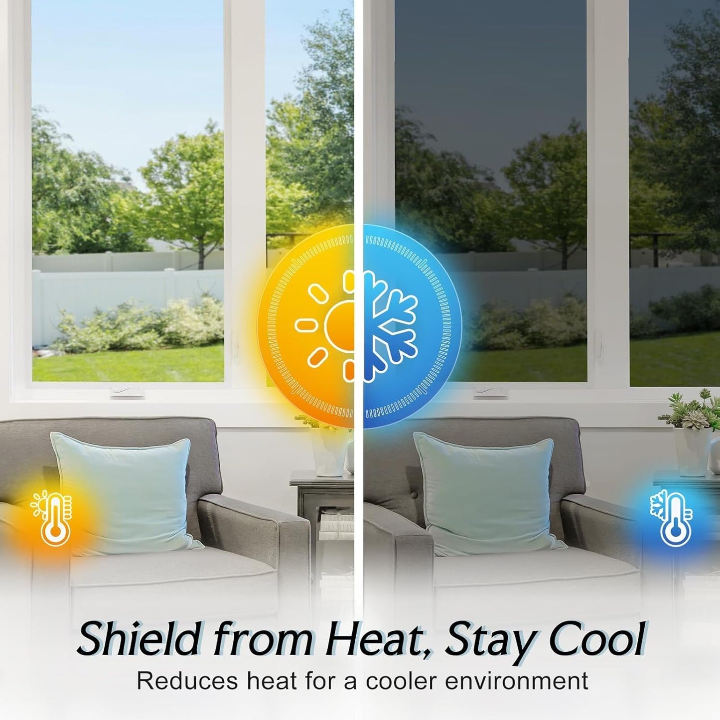 DOWELL One Way Window Privacy Film with 3 Tools Window Tint for Home Sun Blocking Heat Control Anti UV Reflective Mirror Covering See Out Not in for House and Office Black Silver 35.4" X 157.4"