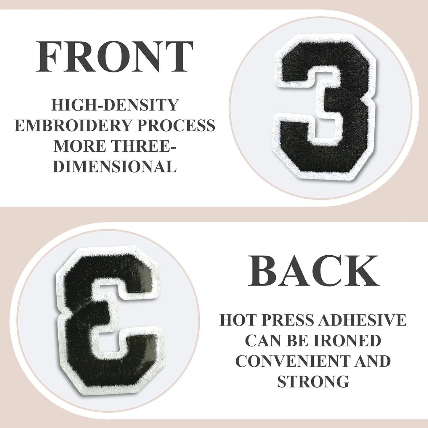 Letter and Number Iron On Patches, A-Z Alphabet and Numbers 0-9 Embroidery Applique Patch, DIY Decorative Heat Press Patches for Clothing Jeans Jackets Backpacks Hats (Black 72 Pcs)
