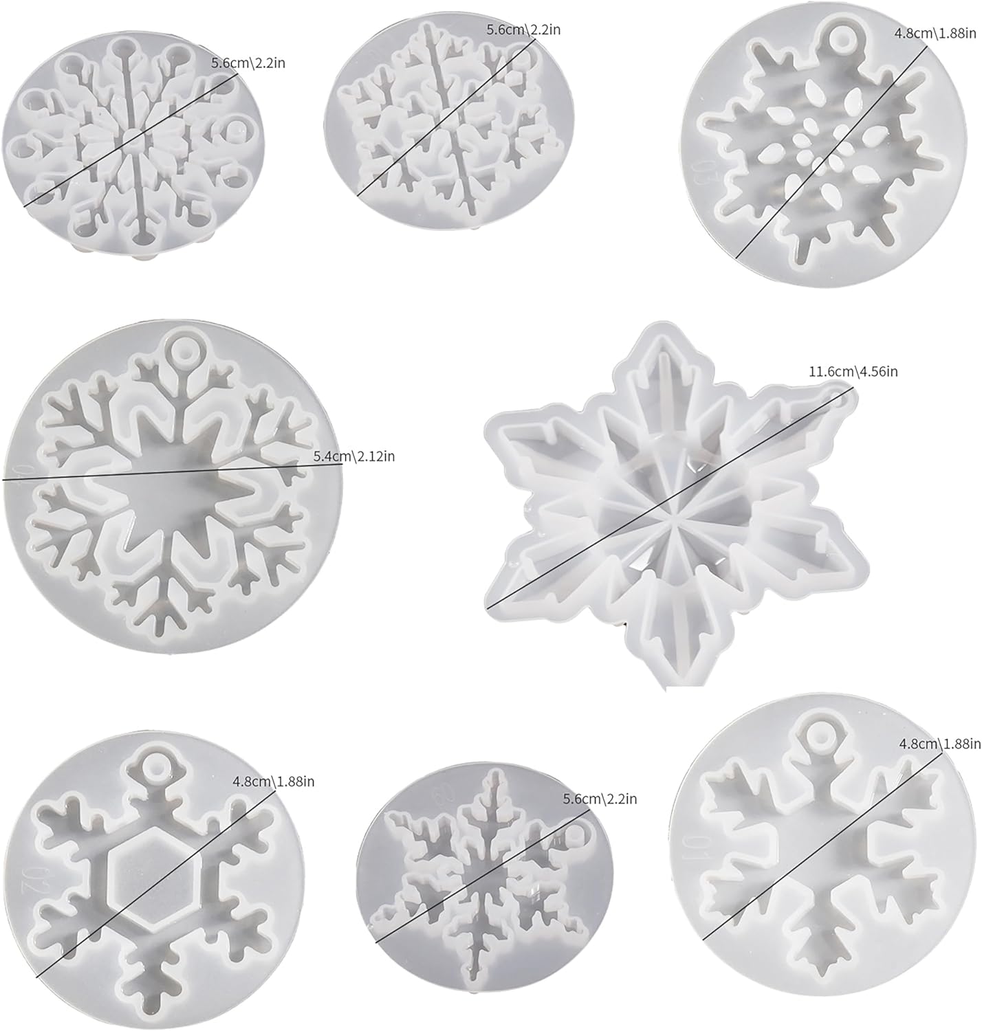 8 Pack Pendant Molds Snowflake Resin Mold - Resin Casting Silicone Molds for Home Decor & Candle Making Wave Spiral Mold