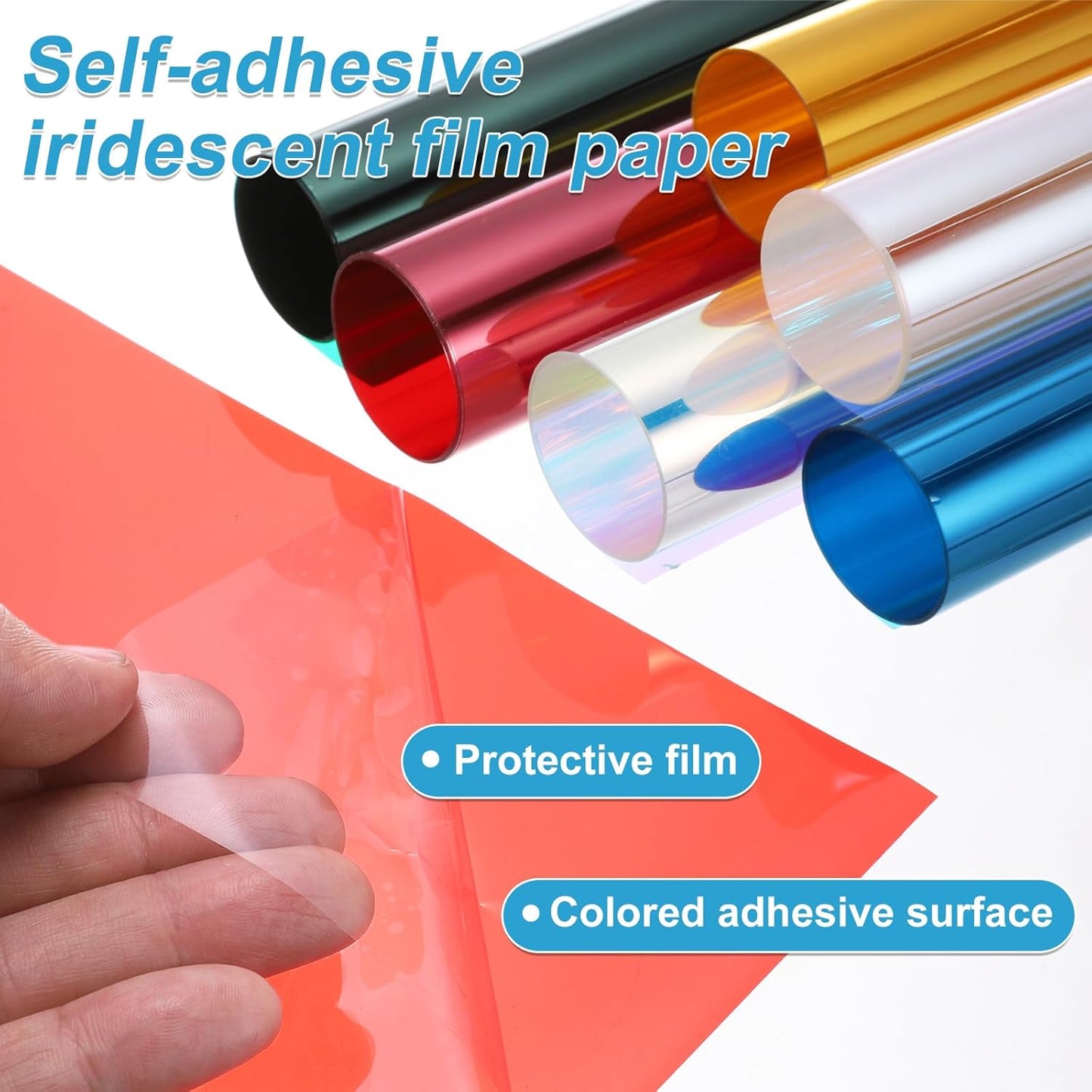 MECCANIXITY Iridescent Window Film,24" x 39" Iridescent Holographic PVC Fabric Dichroic Film Clear Vinyl Paper Roll for DIY Craft Gift Wrapping Bag Decoration,Light Gray