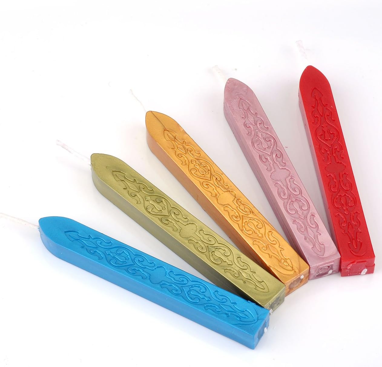 Yoption 5 Pcs Totem Fire Manuscript Sealing Sticks with Wicks Multi-Color Cord Wick Sealing Wax for Postage Letter Retro Vintage Wax Seal Stamp (Five Mix Colors)