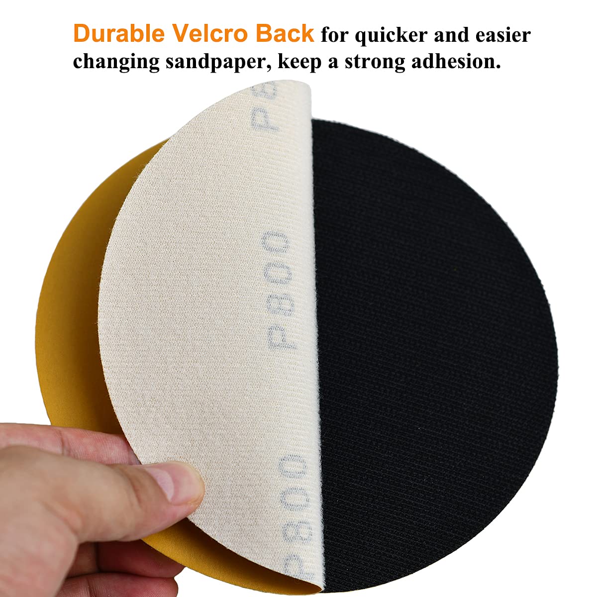 6-Inch No-Hole Hook and Loop Sanding Discs 800-Grit, Random Orbital Sandpaper for Automotive and Woodworking, 100-Pack