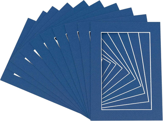 5x7 Mat for 8.5x11 Frame - Precut Mat Board Acid-Free Show Kit with Backing Board, and Clear Bags Royal Blue 5x7 Photo Matte Made to Fit a 8.5x11 Picture Frame Matboard for Framing, Pack of 10 Mats