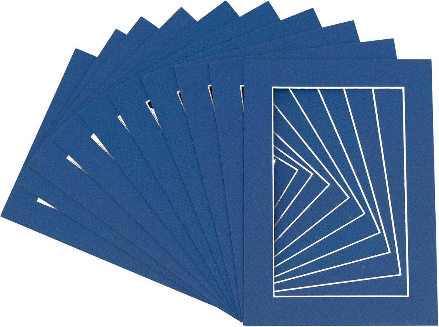 Pack of Ten Acid Free 8.5x11 Mats Bevel Cut for 7x9 Photos - Royal Blue Precut Matboards With Backing Boards and Self Seal Photo Mat Bags For Pictures, Photos, Framing - 4-ply Thickness