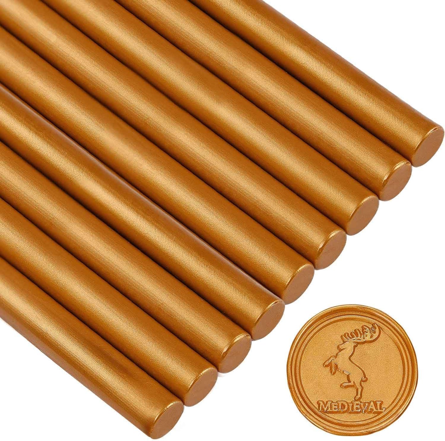 Amber Gold Wax Seal Sticks for Standard Size Hot Melting Glue Gun - Pack of 12