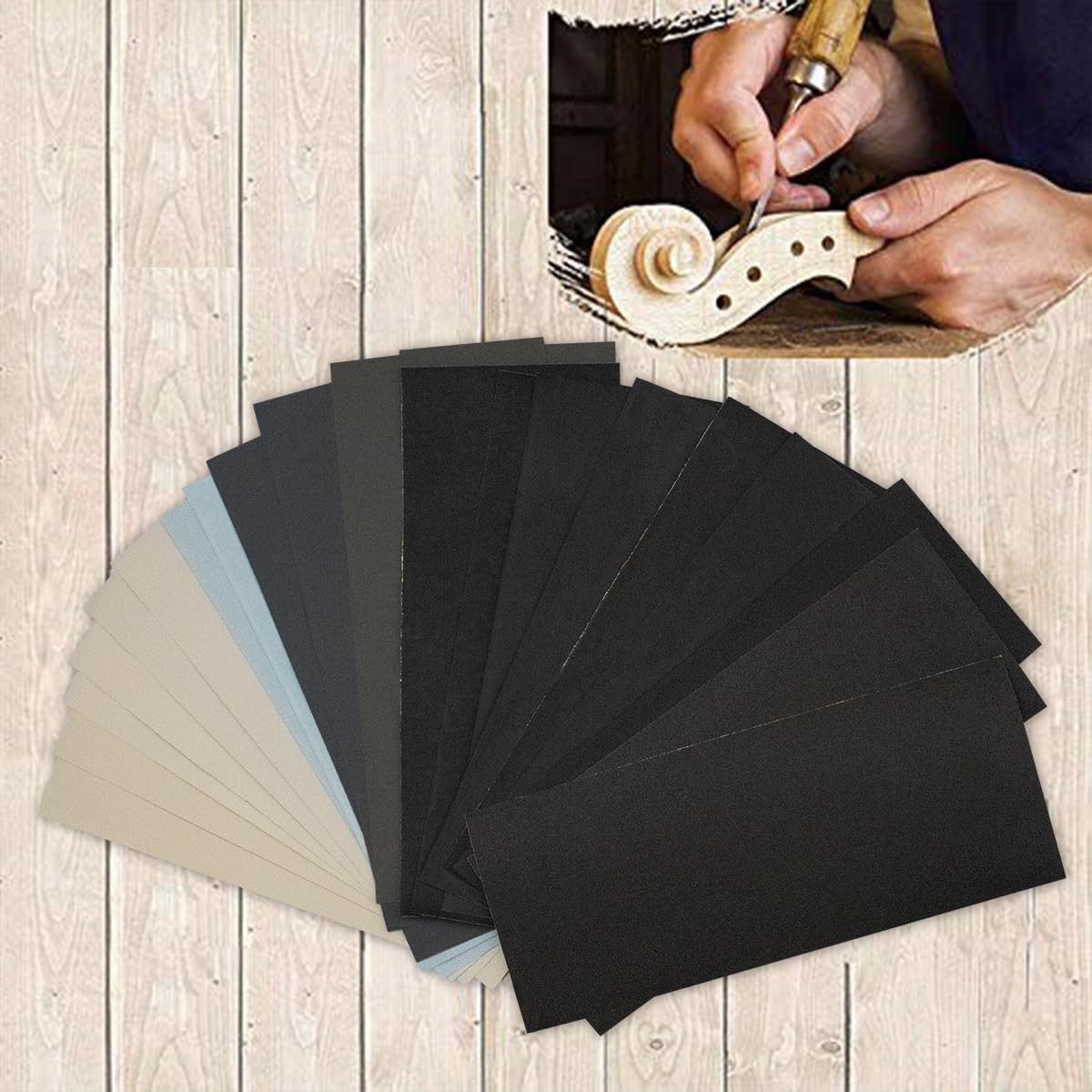 25-Piece Fine Sandpaper Set 1000/2000/3000/5000/7000 Grit Wet Dry Sandpaper Combo 9x3.6 Inches, Suitable for Automotive, Resin Furniture Finishing, Stone Turning Finishing