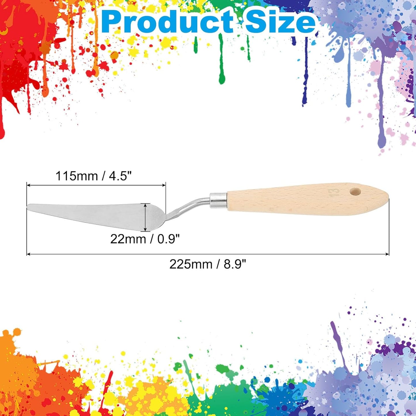 PATIKIL Art Spatula, No.13 22mm Stainless Steel Flexible Palette Knife Painting Knife Painting Spatula Oil Painting Mixing Scraper with Wood Handle for Canvas Acrylic Painting, Brown