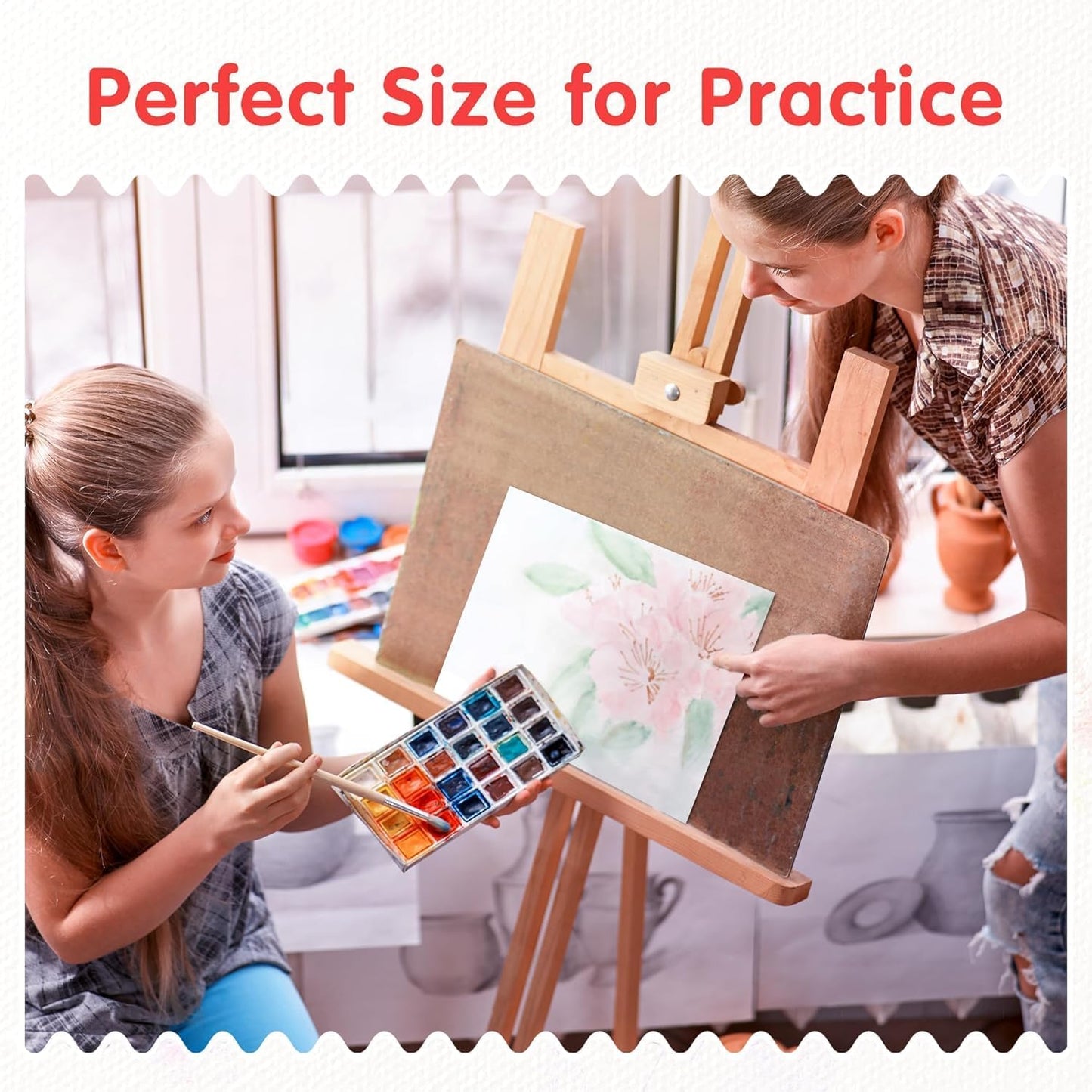 FIXSMITH Canvas Boards for Painting, Multi Pack- 4x4,6x6,8x8,10x10 (8 of Each),32 Pack,100% Cotton Primed Canvas Panels for Acrylic, Oil, Art Supplies for Kids, Adults, Beginners