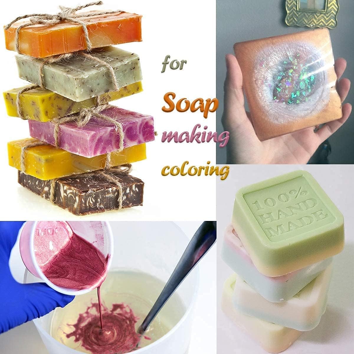 Mica Powder, 30 Color Pigment, Natural Cosmetic Grade Shimmer Mica Powder for Epoxy Resin/Bath Bombs/Candle/Soap/Lip Gloss/Slime.Soap Making Dye (30 Bag)