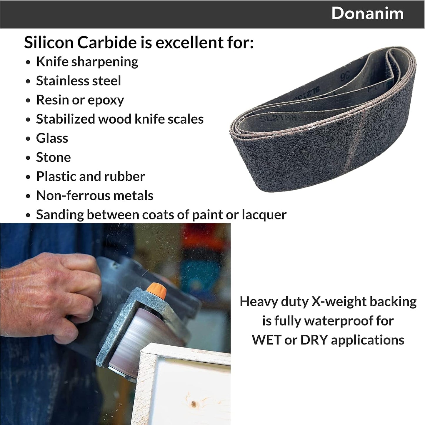 3 X 21 Inch Sanding Belts,36 Grit Extra Coarse Silicon Carbide Abrasive Sandpapder for 3x21 Belt Sander, 10-Pack