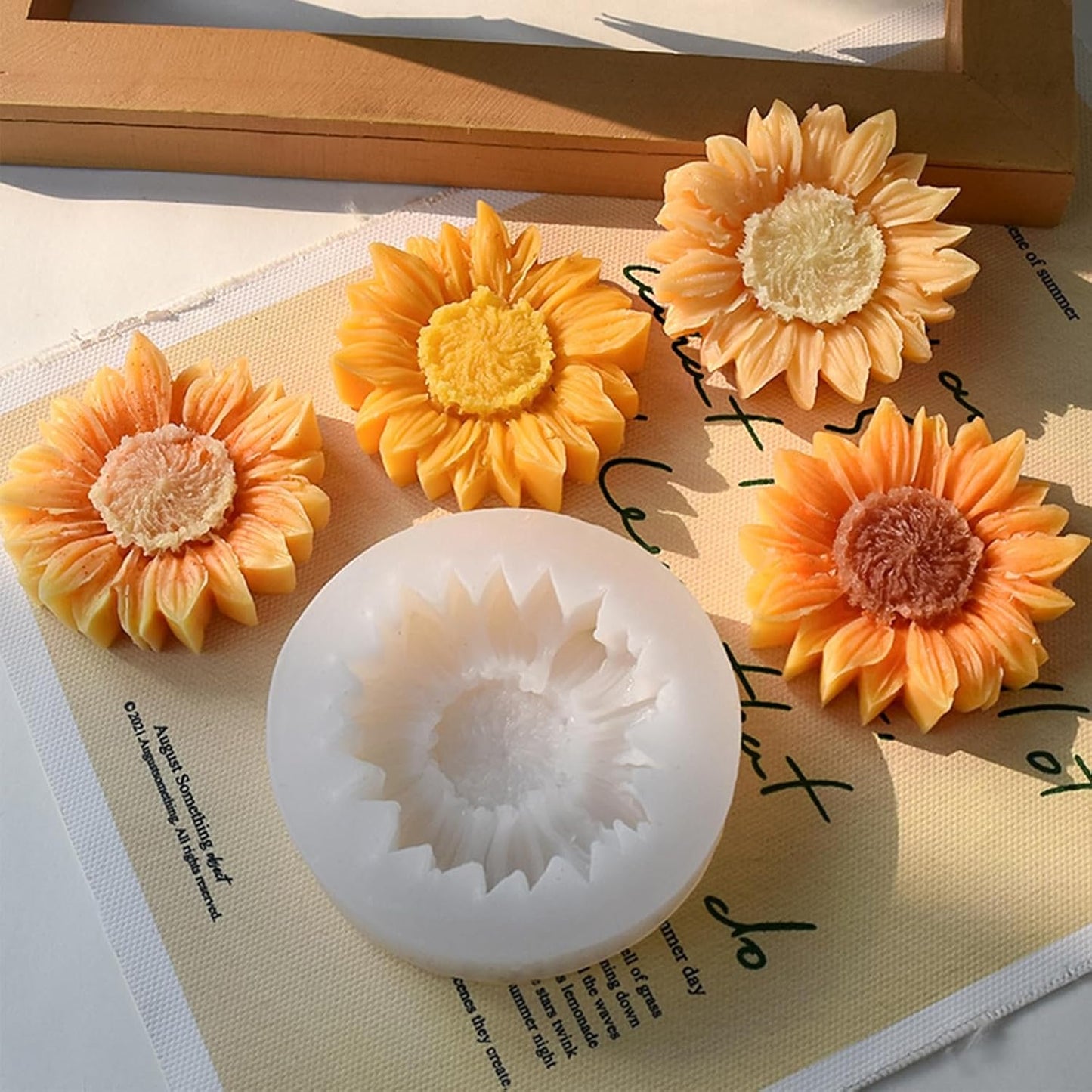 Wehous 2PCS Sunflower Candle Mold Unique Flower Silicone Fondant Chocolate Cake Decor Molds 3D Floral Silicone Molds for Resin Candle Soap Wax Polymer Clay Concrete Art Craft Home Ornament