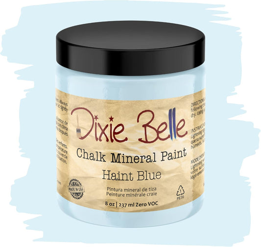Dixie Belle Paint Company Chalk Finish Furniture Paint - Haint Blue (8oz) - Matte Pastel Blue Chic Chalk Mineral DIY Furniture Paint