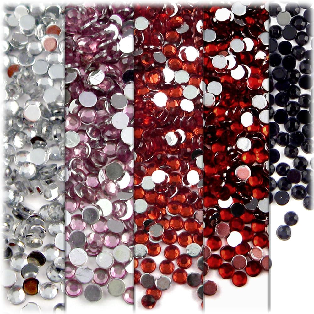 The Crafts Outlet 5-PK Set (7,200-Piece), Round 3mm Rhinestones, Flatback, Yellow Tones