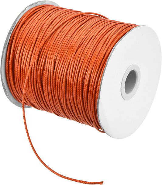 MECCANIXITY Waxed Cord 1.5mm Waxed Polyester Cord 175 Yard Wax String for Bracelet Making,Necklaces, Beading,Jewelry Making and DIY Crafts(Orange)
