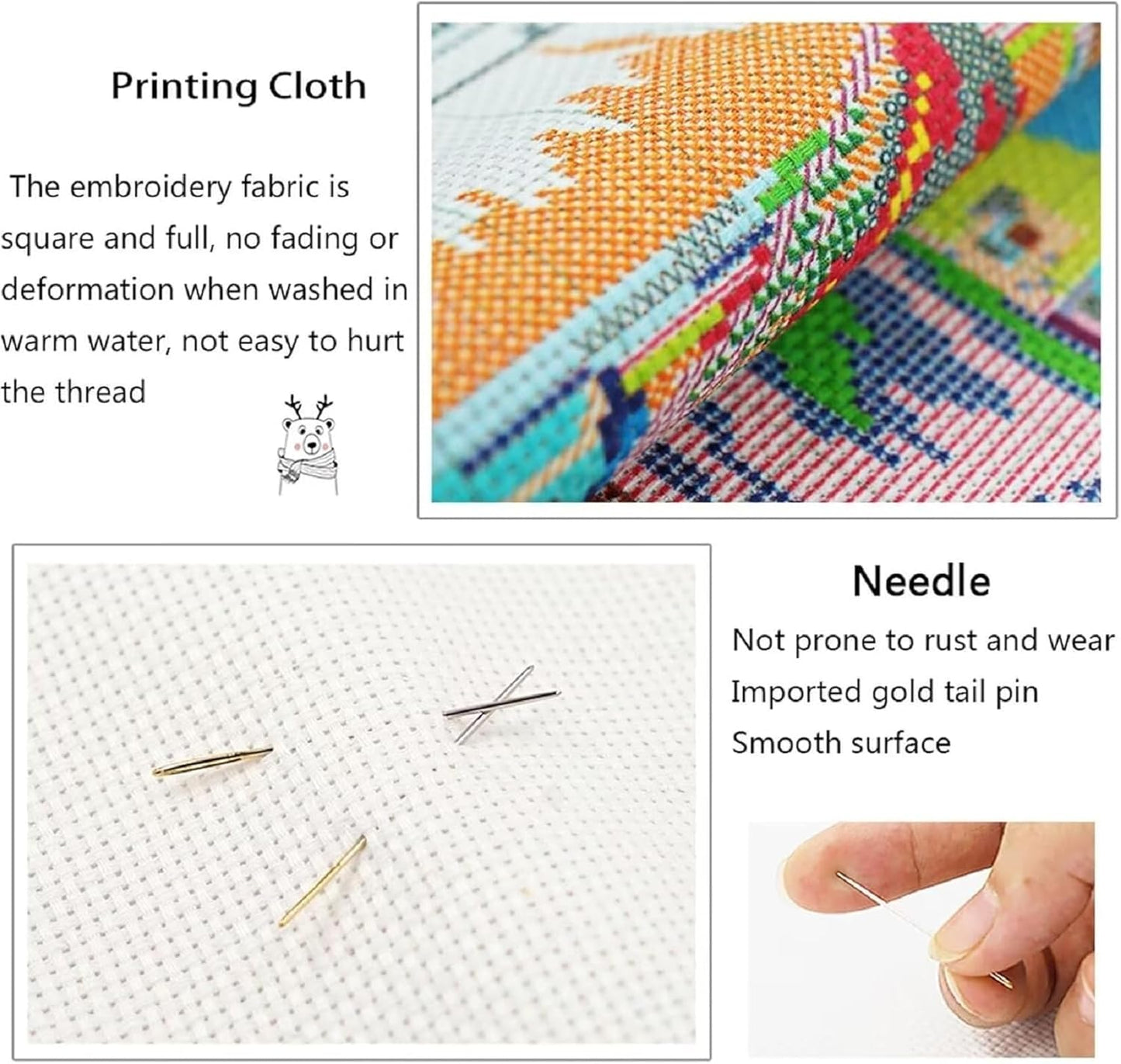 Fanxvivy Stamped Cross Stitch Kits for Adults Beginners Pillow Needlepoint Kit with Embroidery Pattern Needlework Kit Prestamped Stitches Kit 11CT Cross Stitching-Seaside Flower Street 18x18 inch