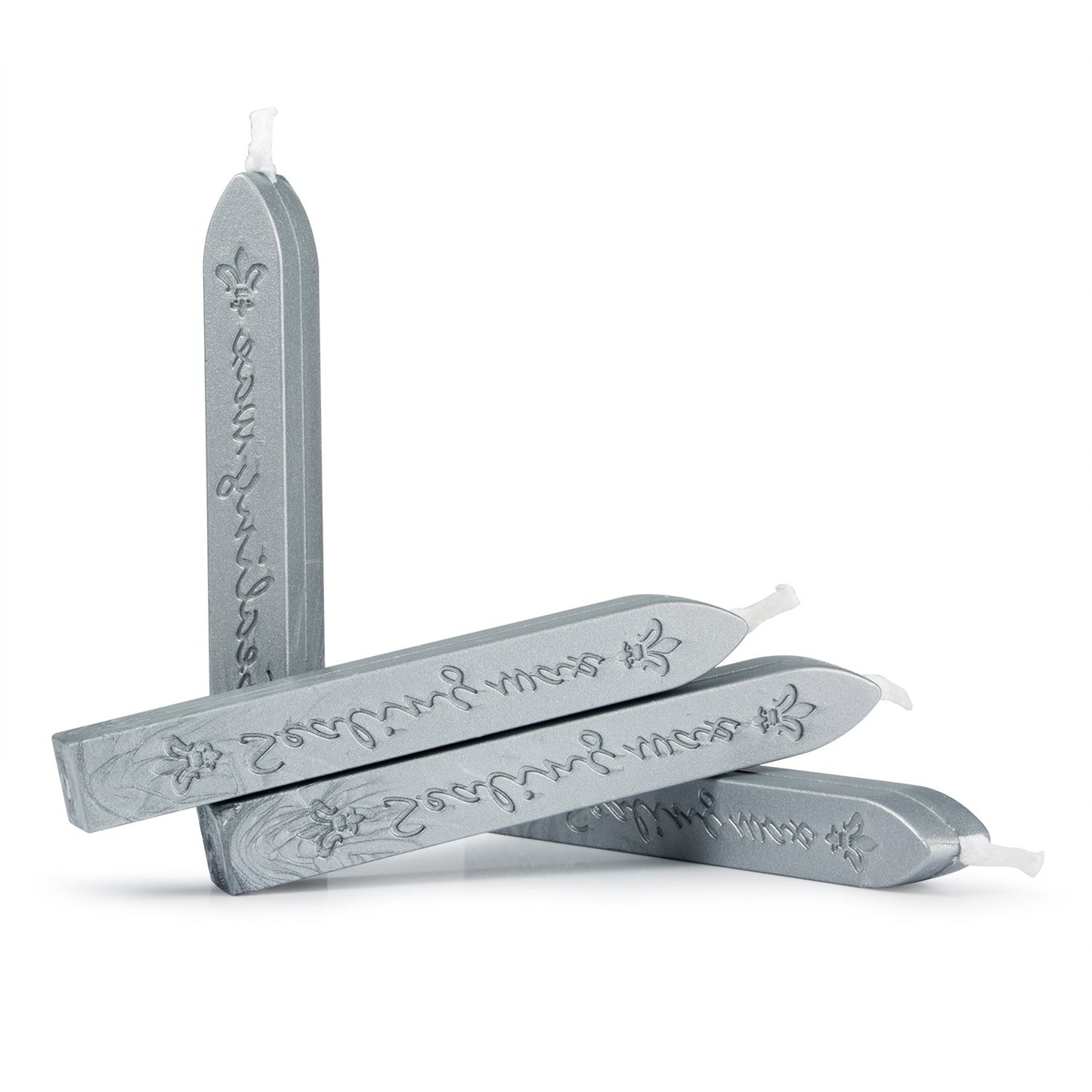 Mceal Sealing Wax Stick with Wick Flower De Luce of France Retro 10 Pieces Pack(Silver Grey)