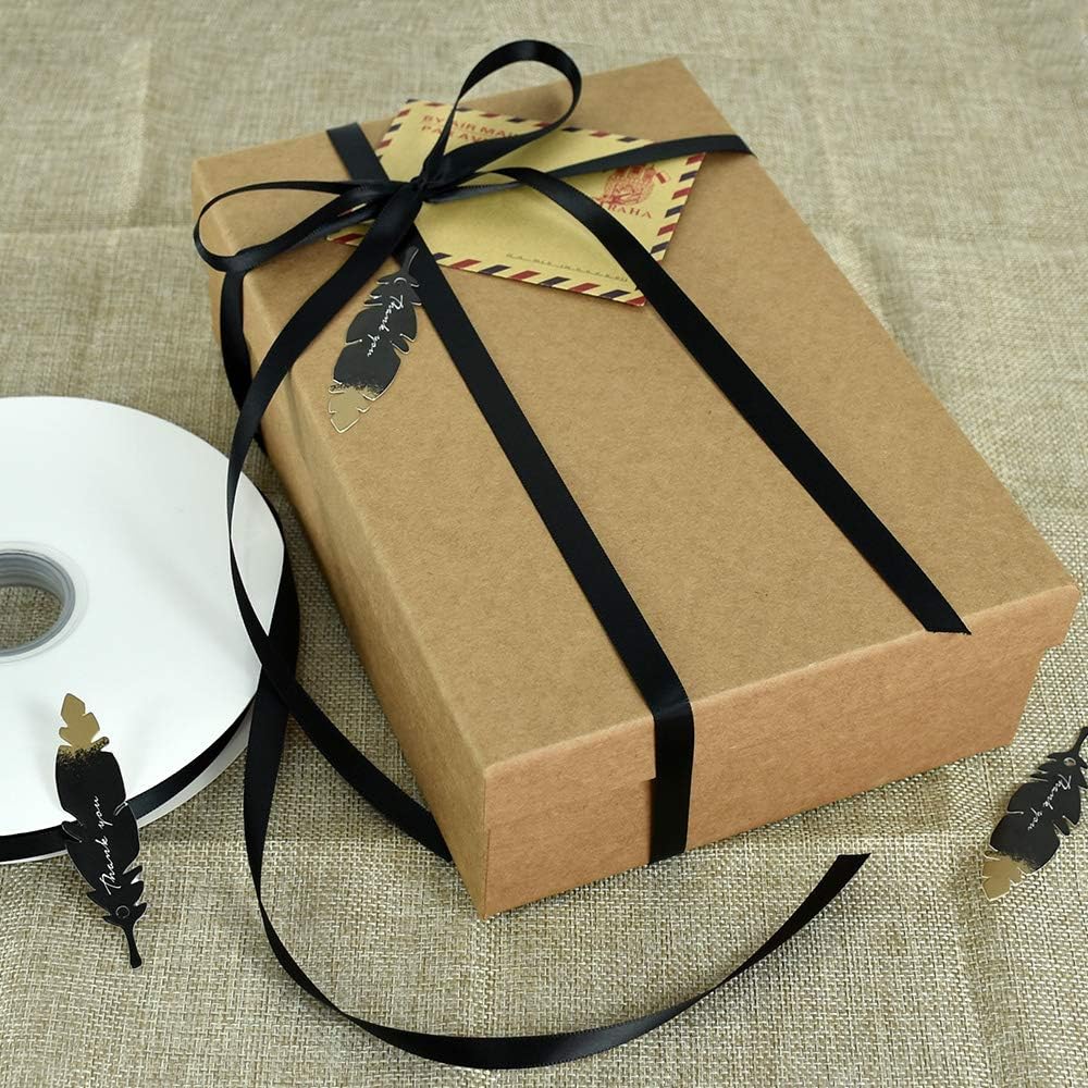 TONIFUL 3/8 Inch x 100yds Black Satin Ribbon Thin Solid Fabric Ribbons Roll for Gift Wrapping Invitation Floral Hair Balloons Craft Sewing Party Wedding Halloween Decoration Valentine's Day Bouquet